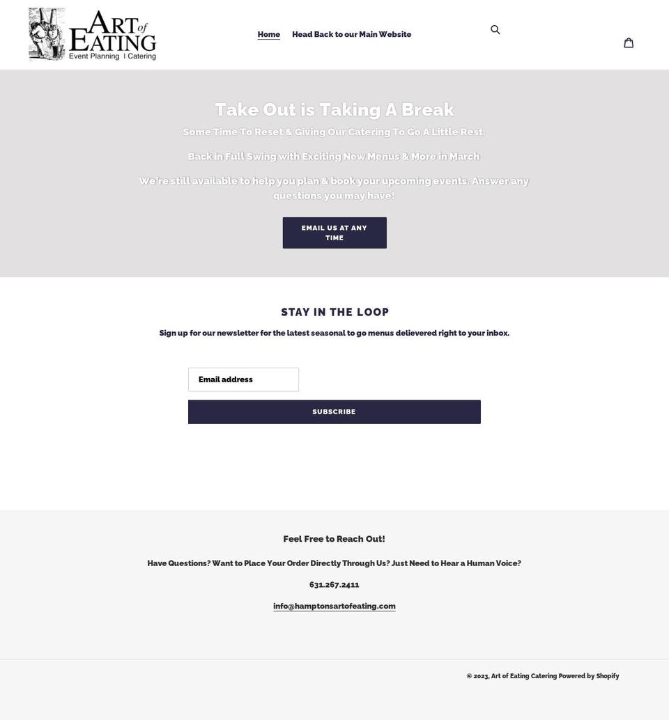 art-of-eating-catering.myshopify.com shopify website screenshot