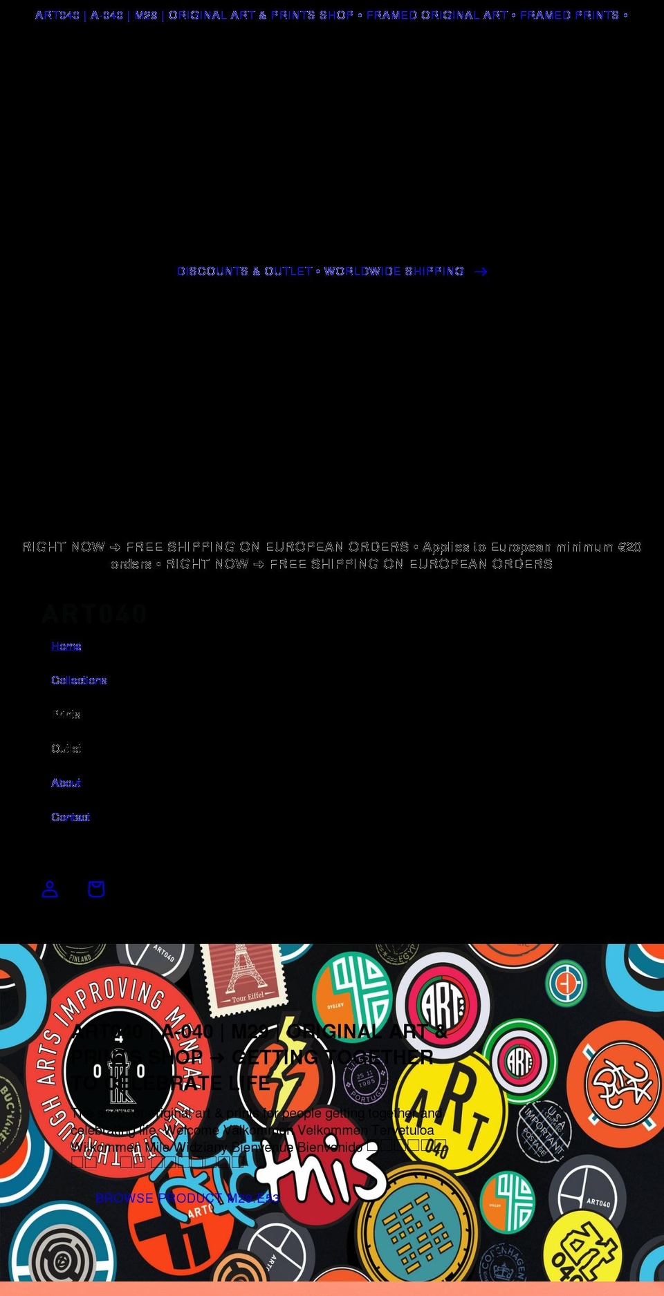 art040.com shopify website screenshot