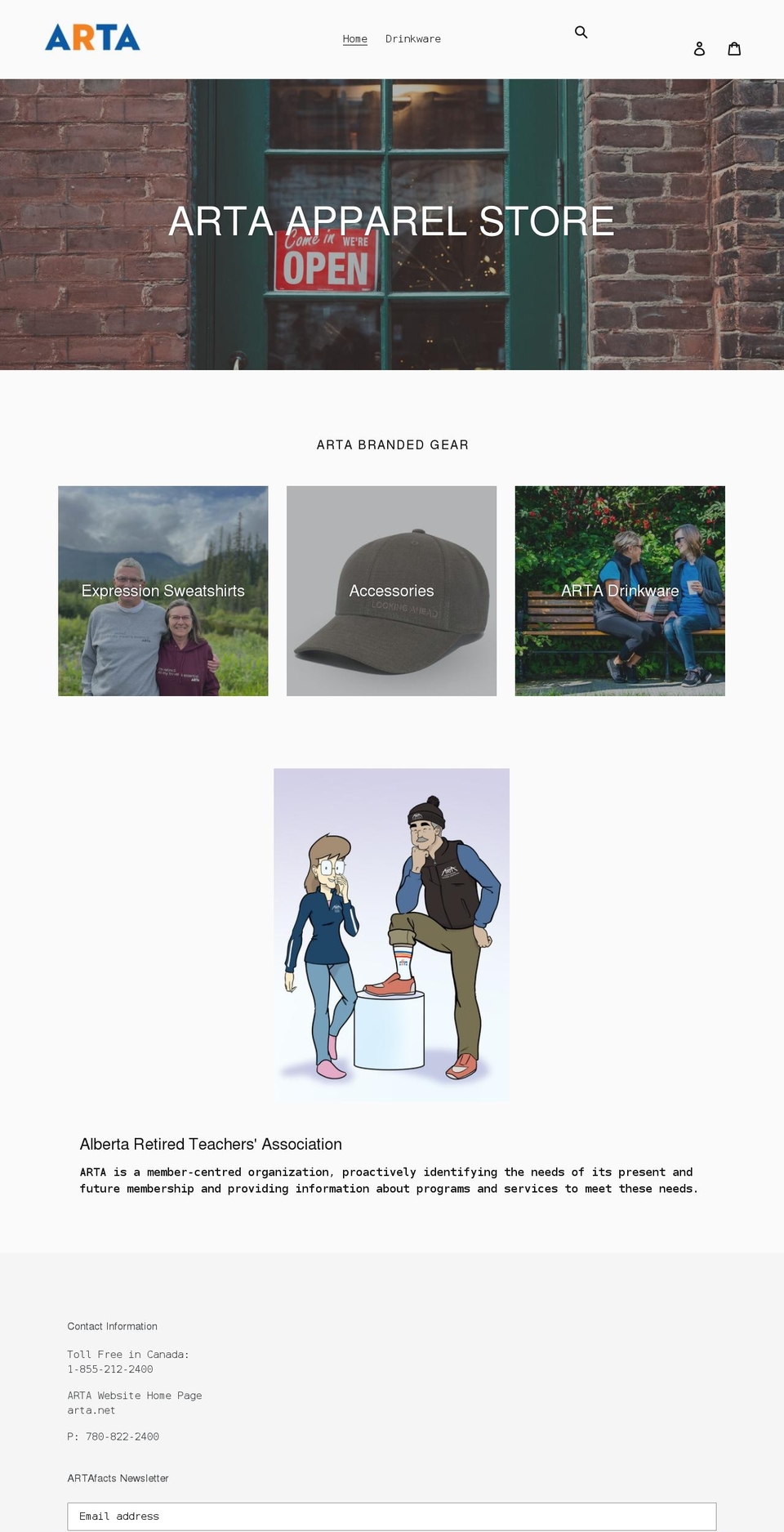 artaapparelstore.net shopify website screenshot