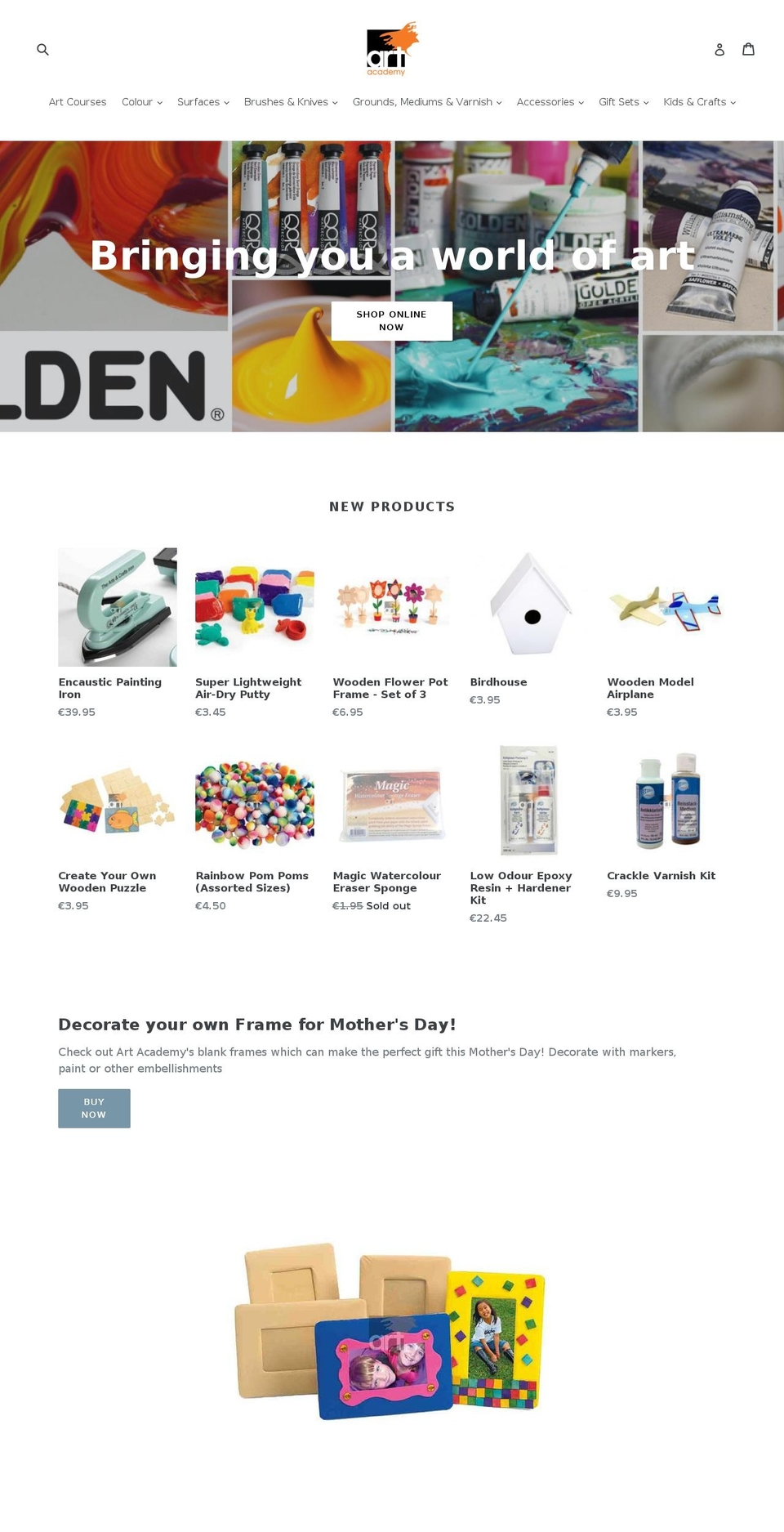 artacademymalta.com shopify website screenshot