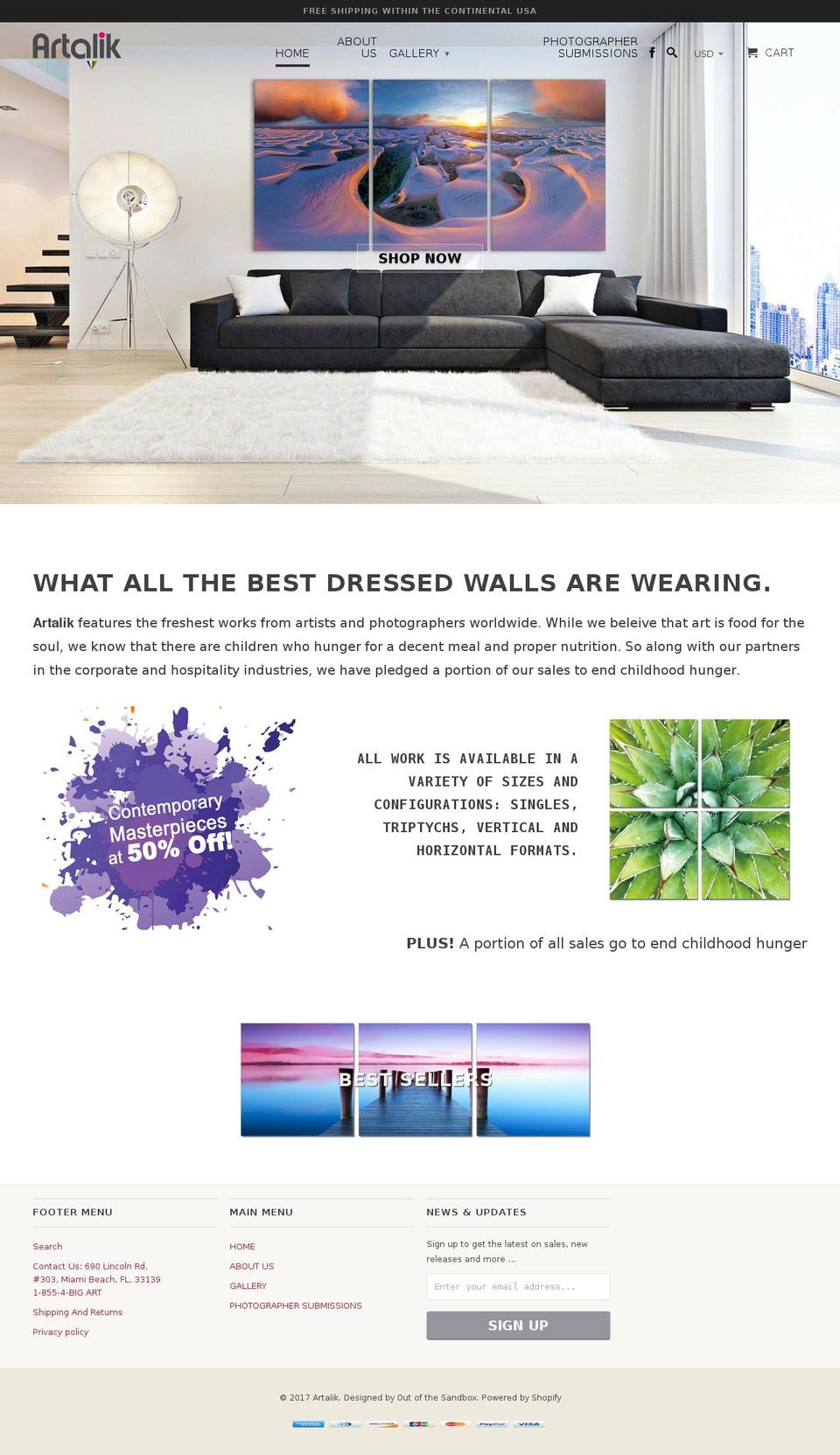 artalik.com shopify website screenshot