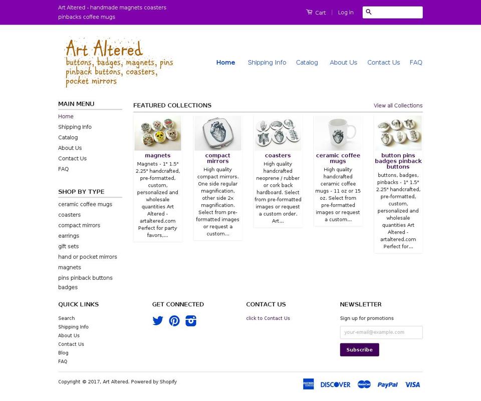 artaltered.com shopify website screenshot