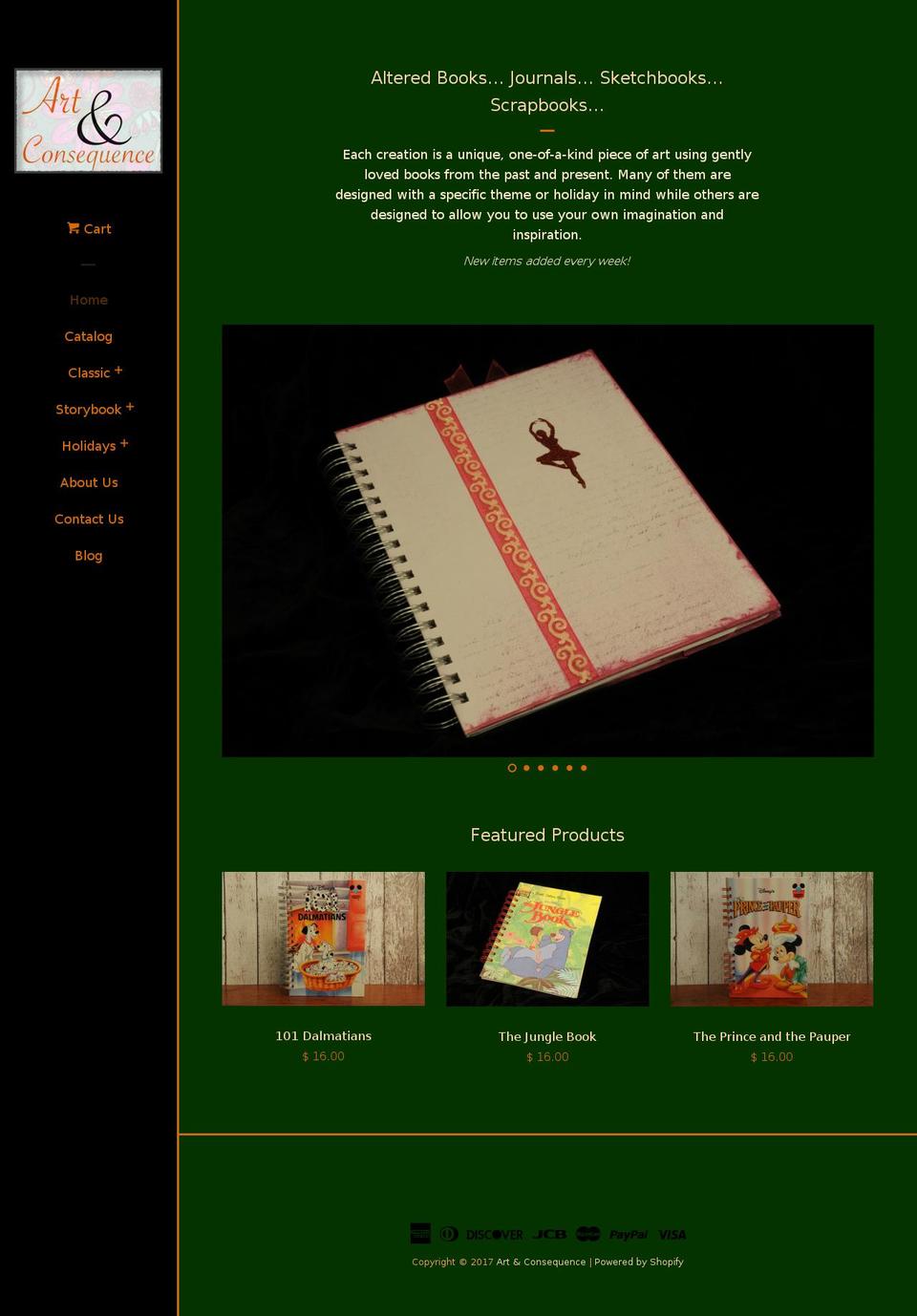 artandconsequence.com shopify website screenshot