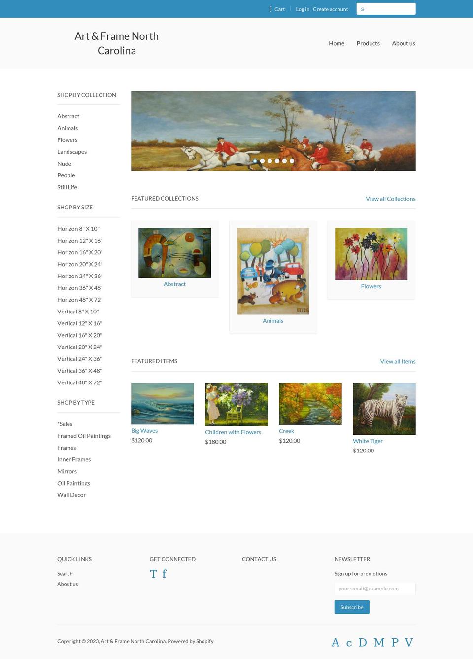 artandframenc.com shopify website screenshot