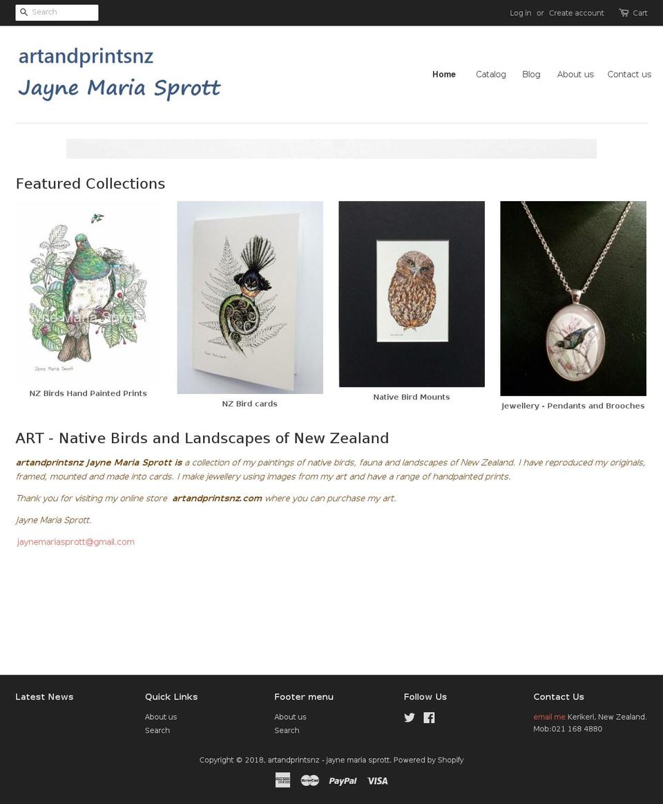 artandprintsnz.com — Shopify storefront screenshot