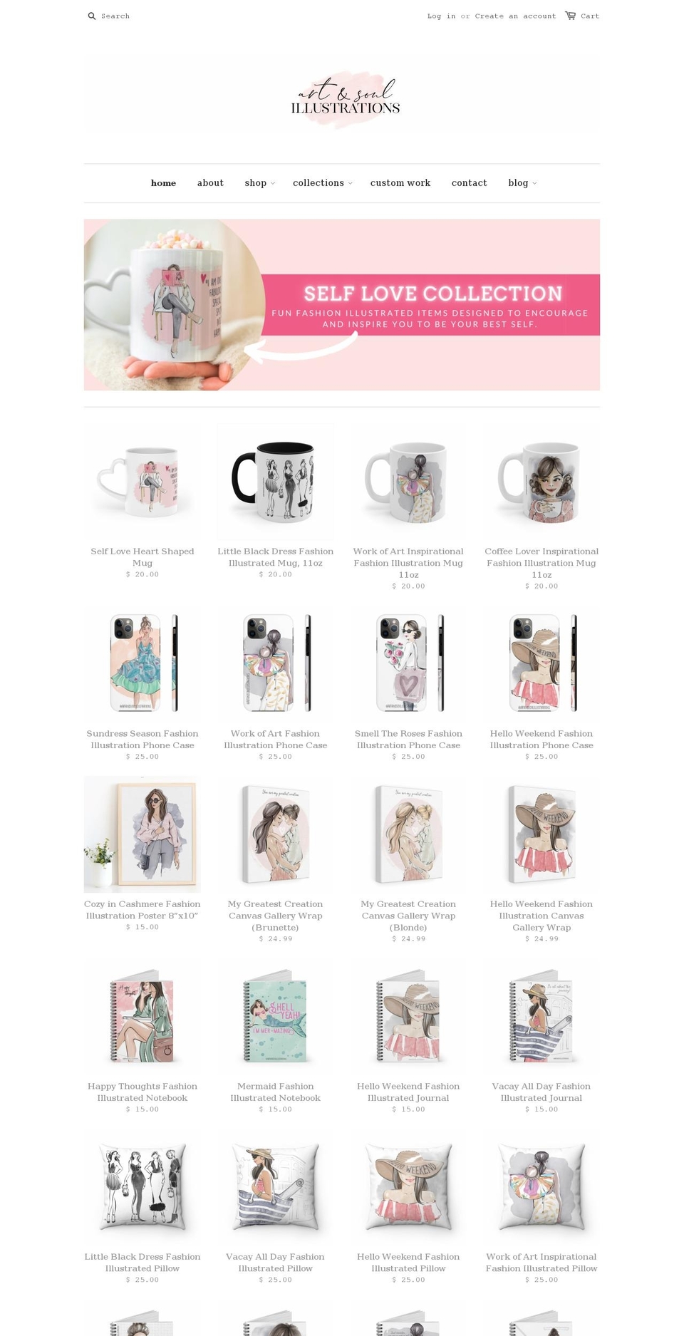 artandsoulillustrations.com shopify website screenshot