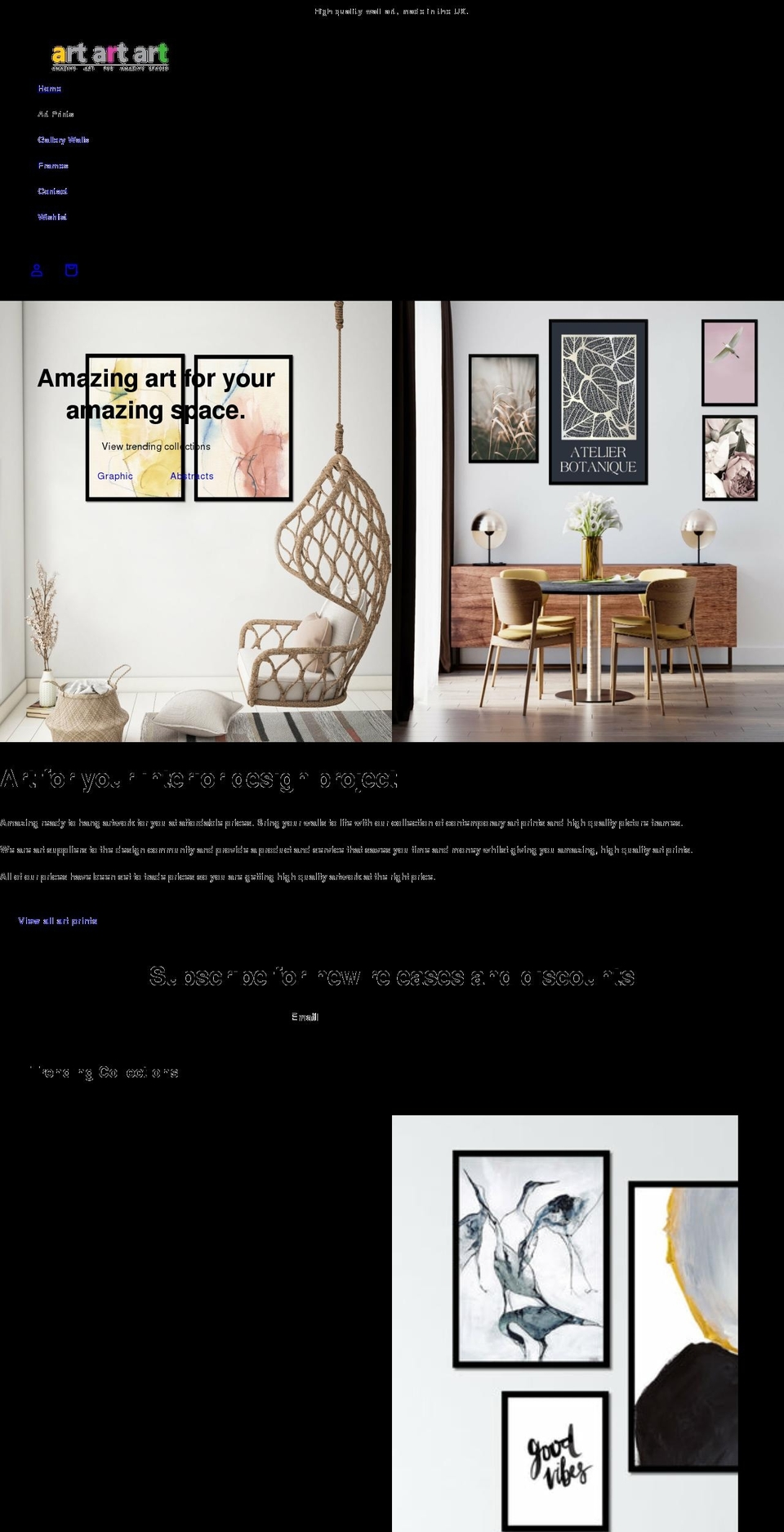 artartartltd.co.uk shopify website screenshot