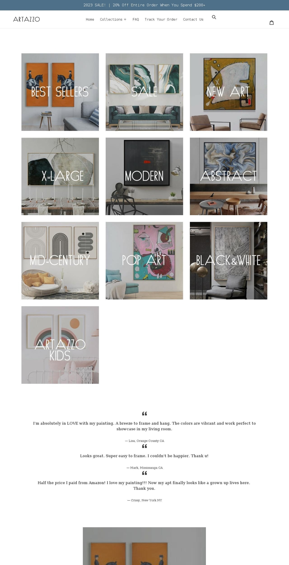 artazzo.com shopify website screenshot