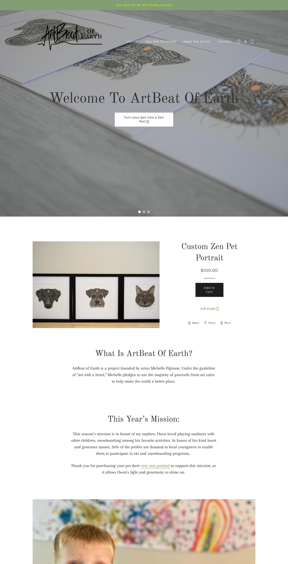 artbeatofearth.org shopify website screenshot