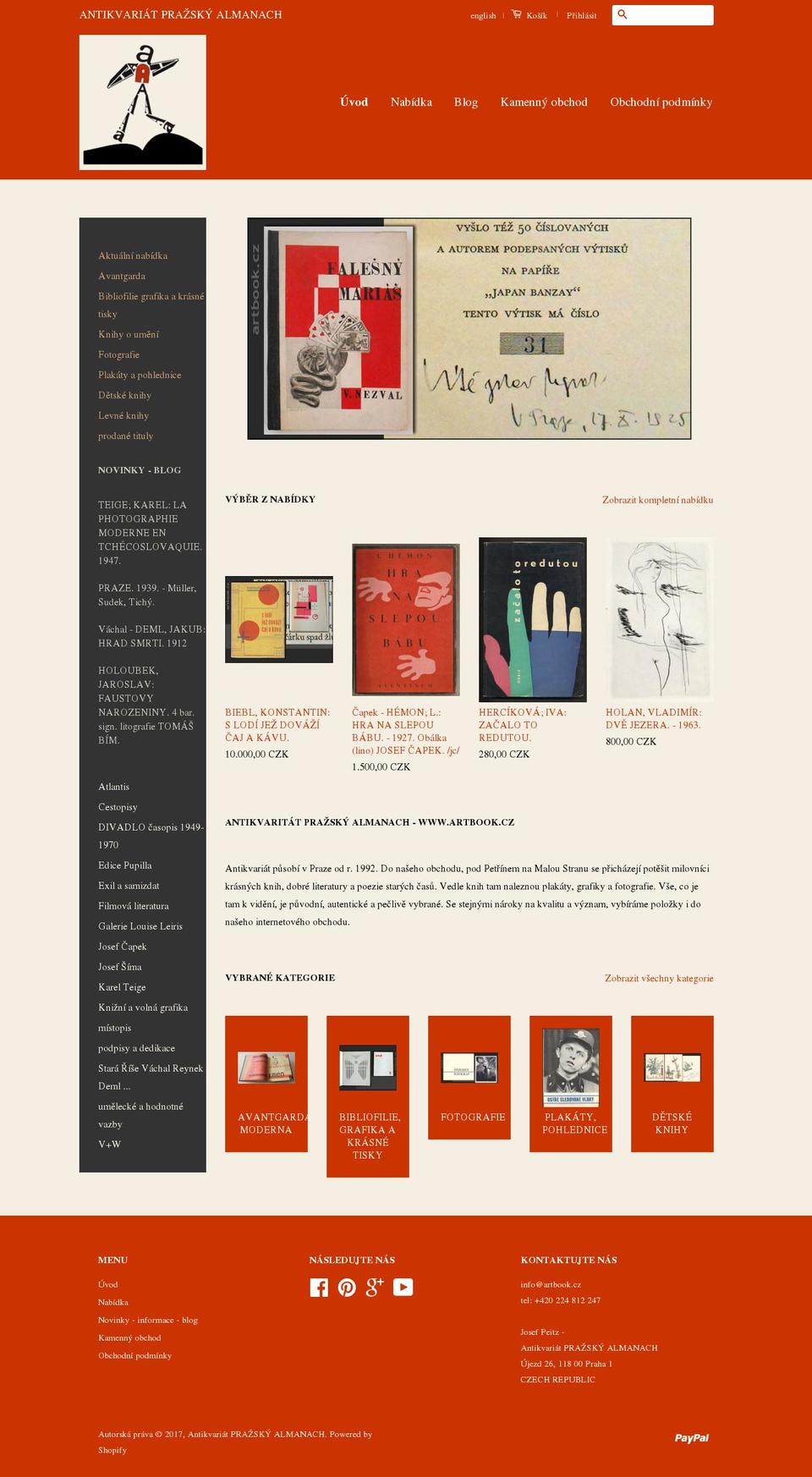 classic Shopify theme site example artbook.cz
