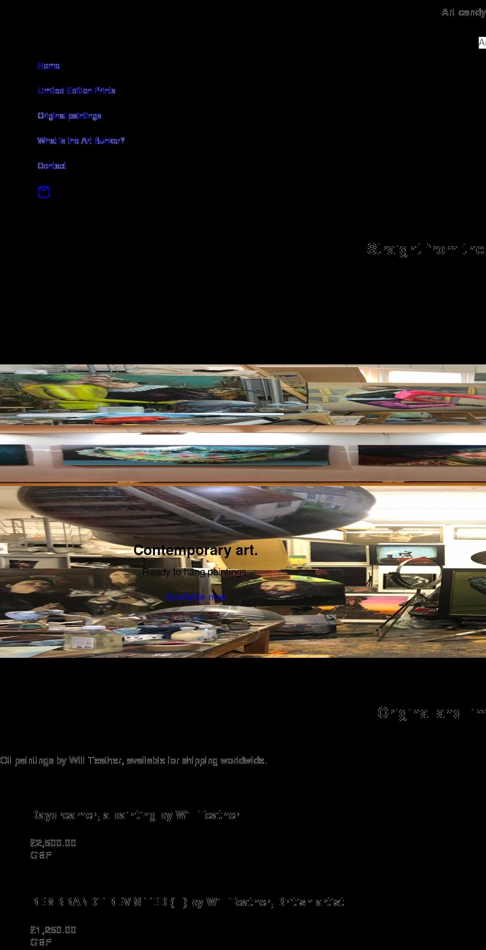 artbunker.org shopify website screenshot