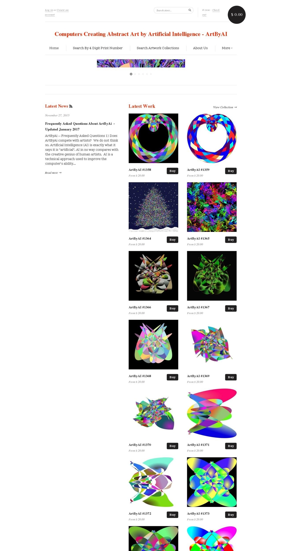 artbyai.com shopify website screenshot