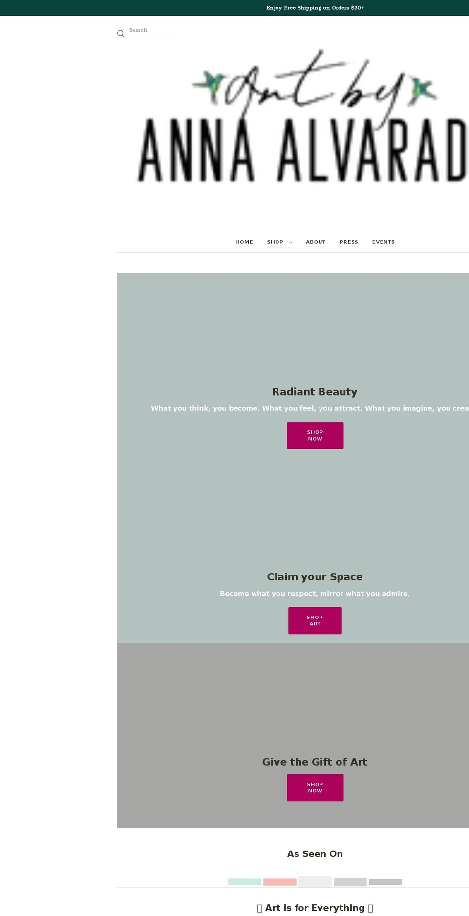 artbyannaalvarado.com shopify website screenshot