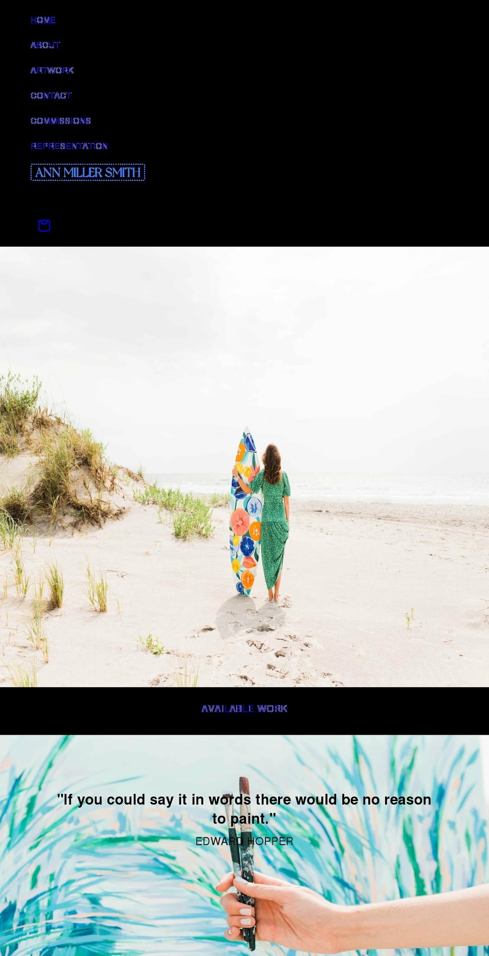 artbyannmiller.com shopify website screenshot