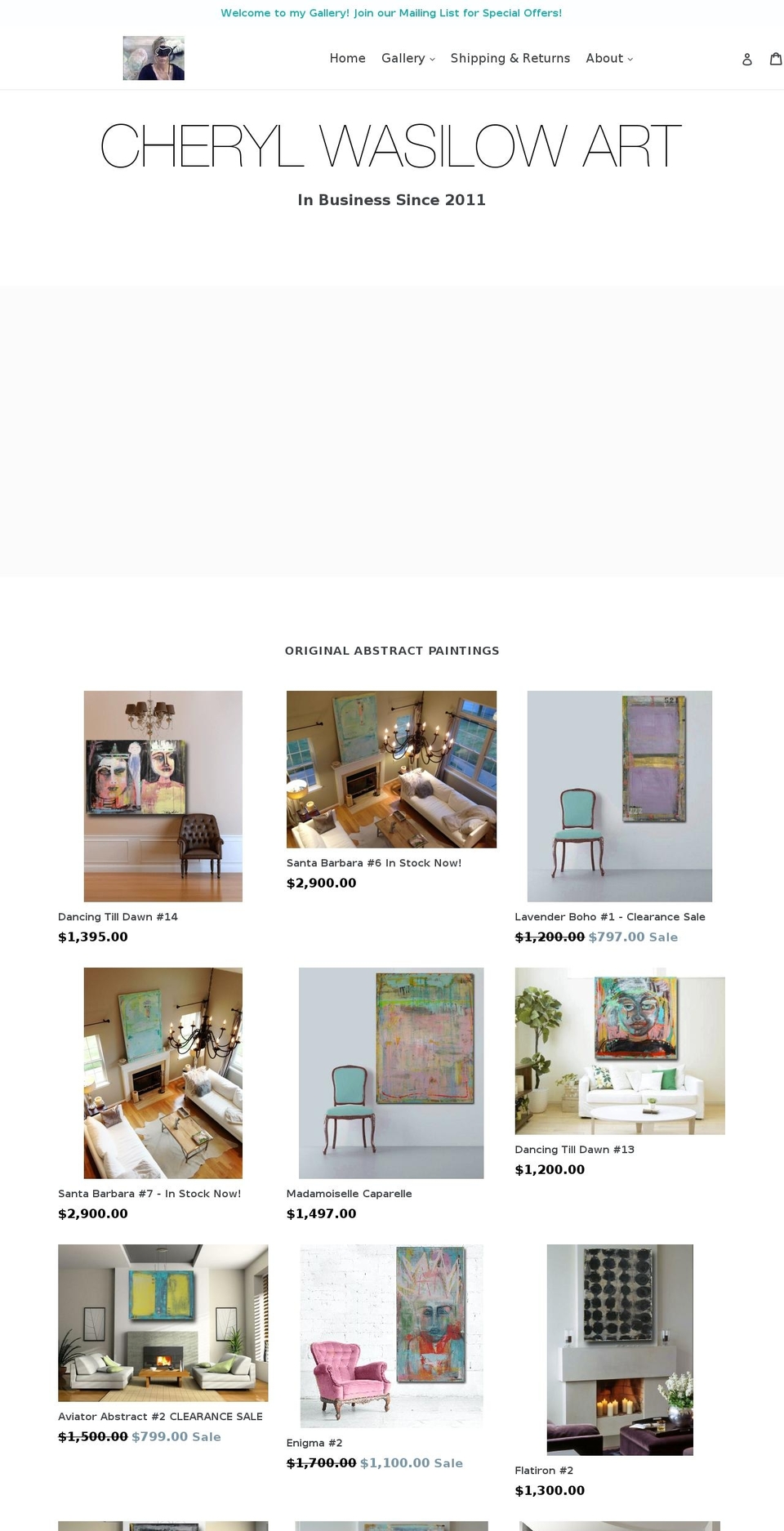 artbycherylw.com — Shopify storefront screenshot