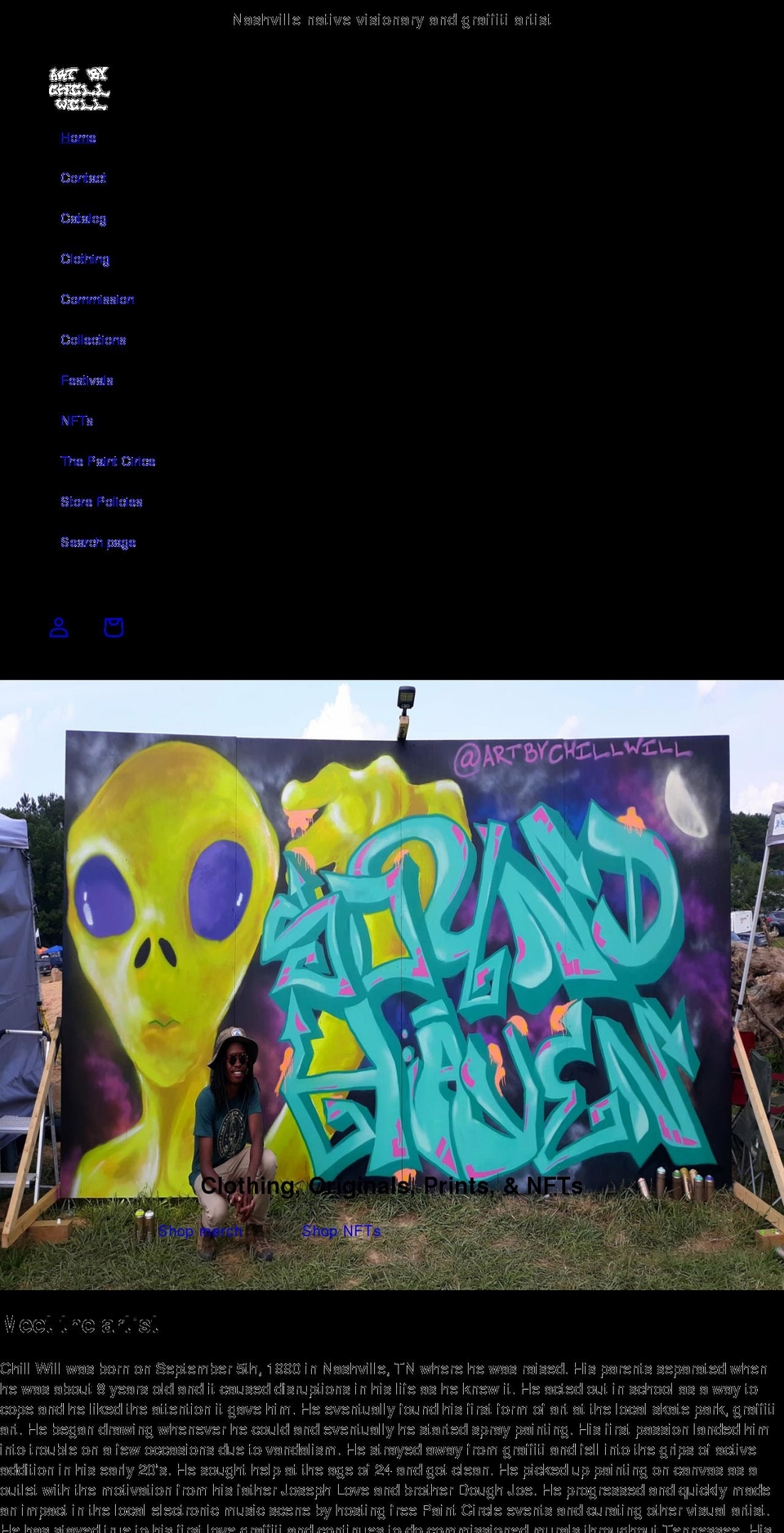 artbychillwill.com shopify website screenshot