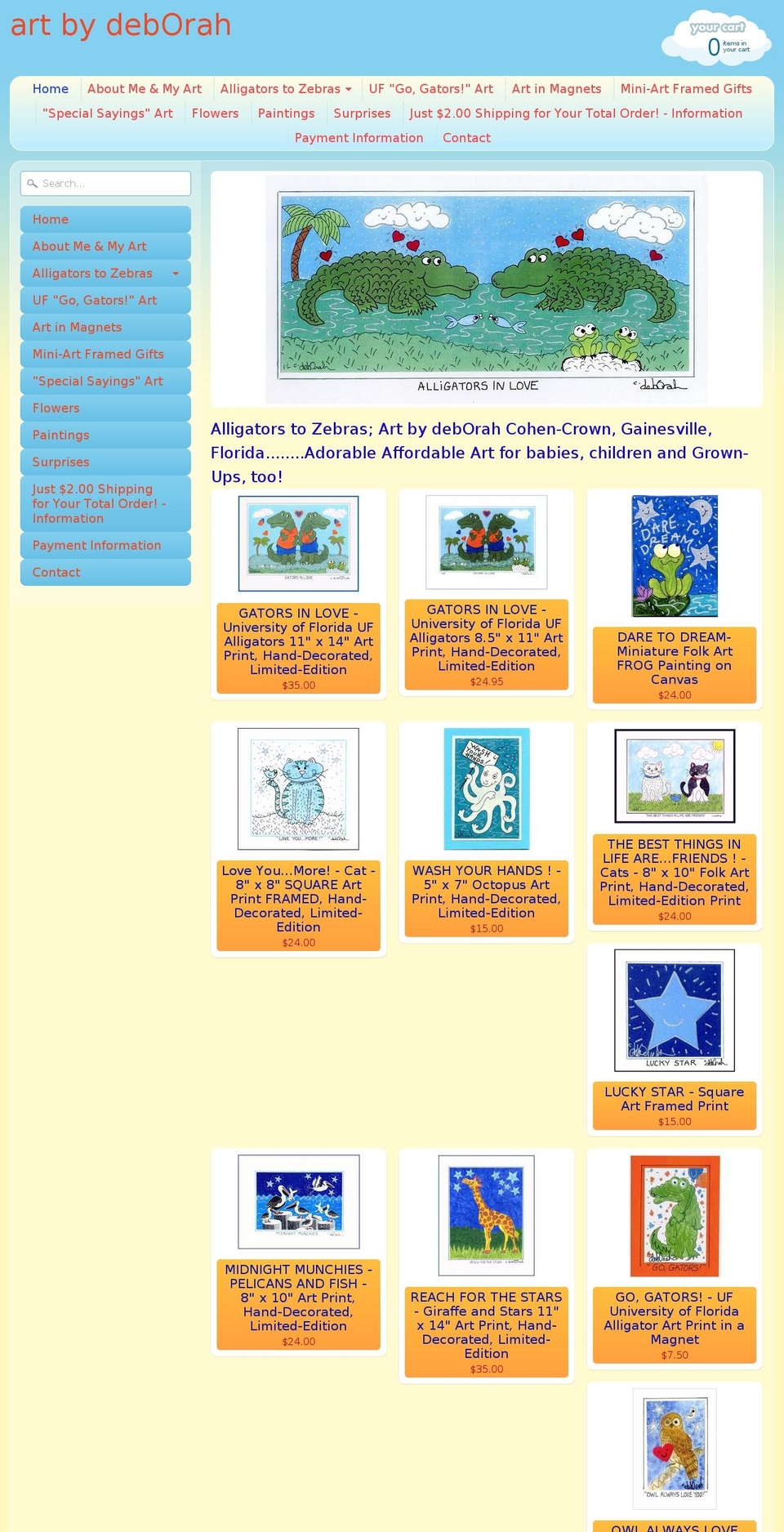 artbydeb.com shopify website screenshot