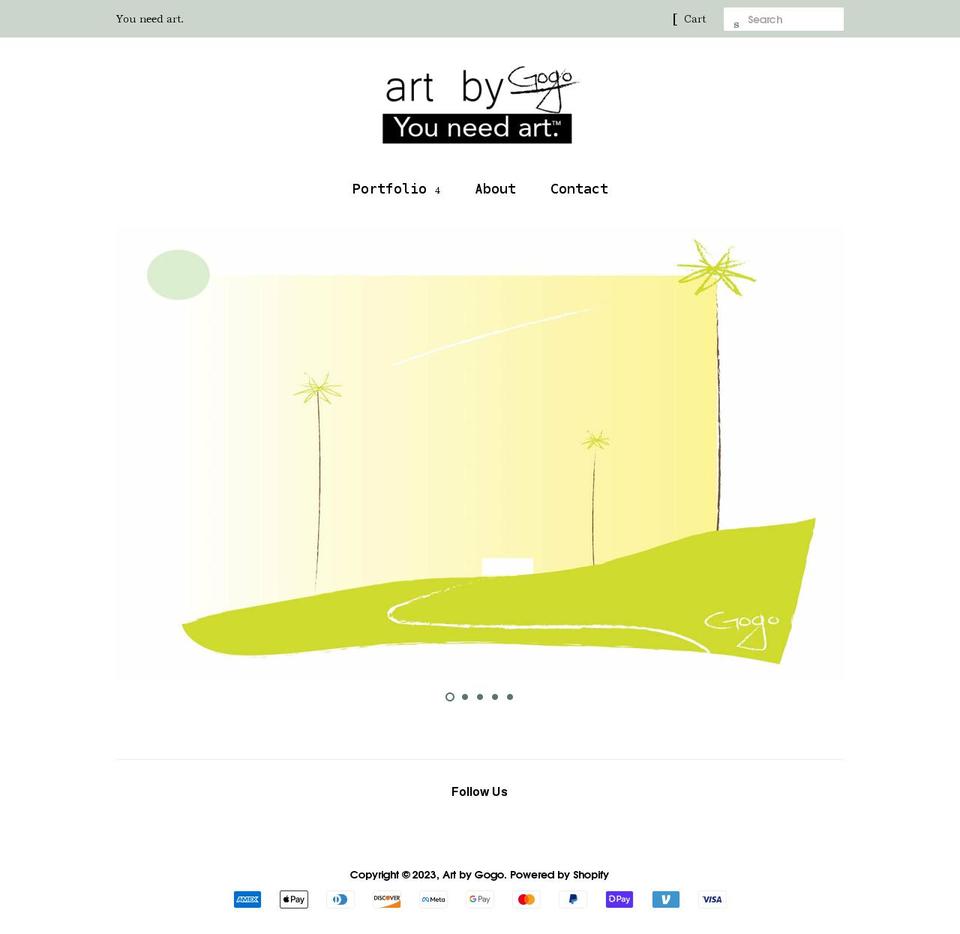 artbygogo.com shopify website screenshot
