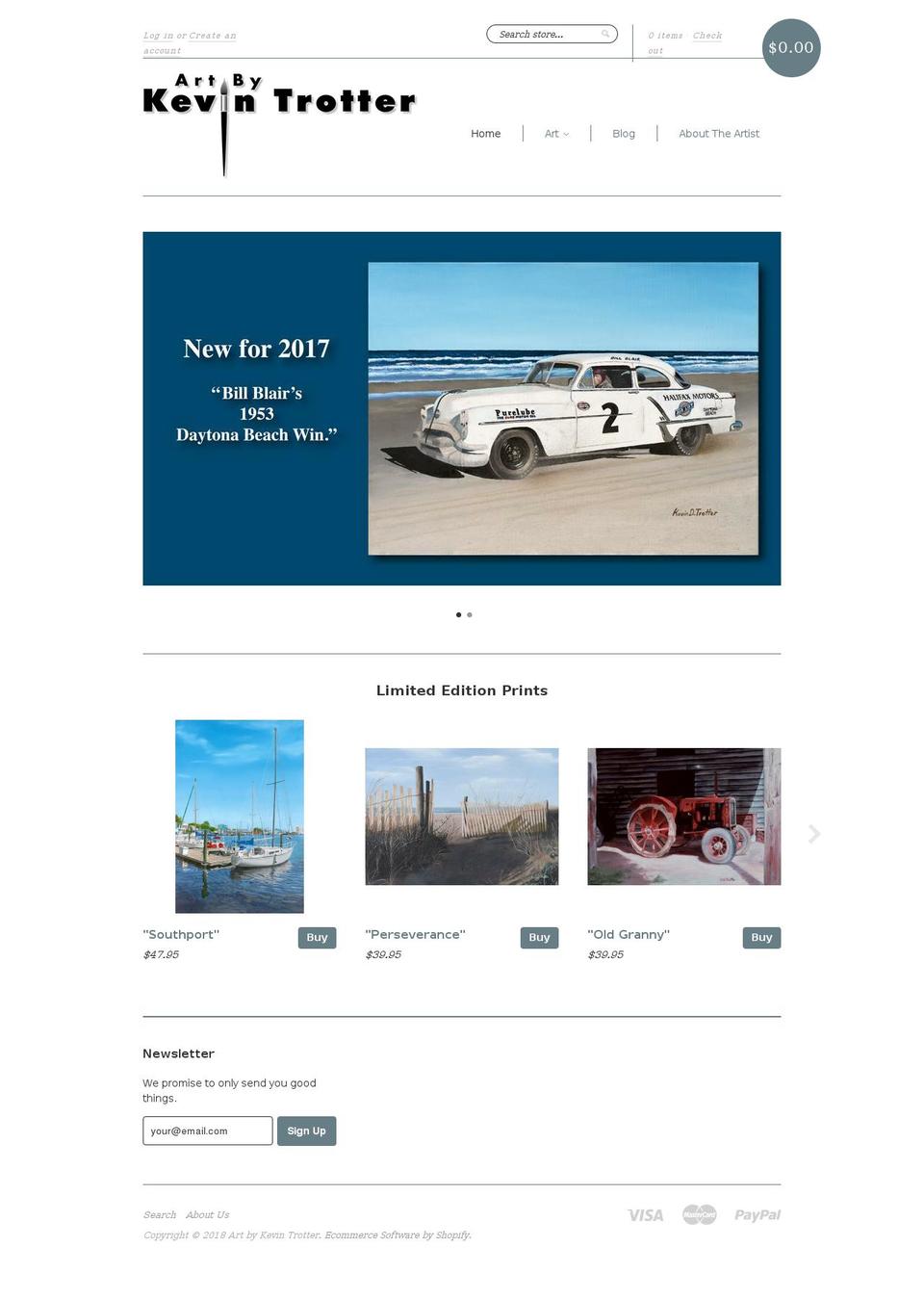 artbykevintrotter.com — Shopify storefront screenshot