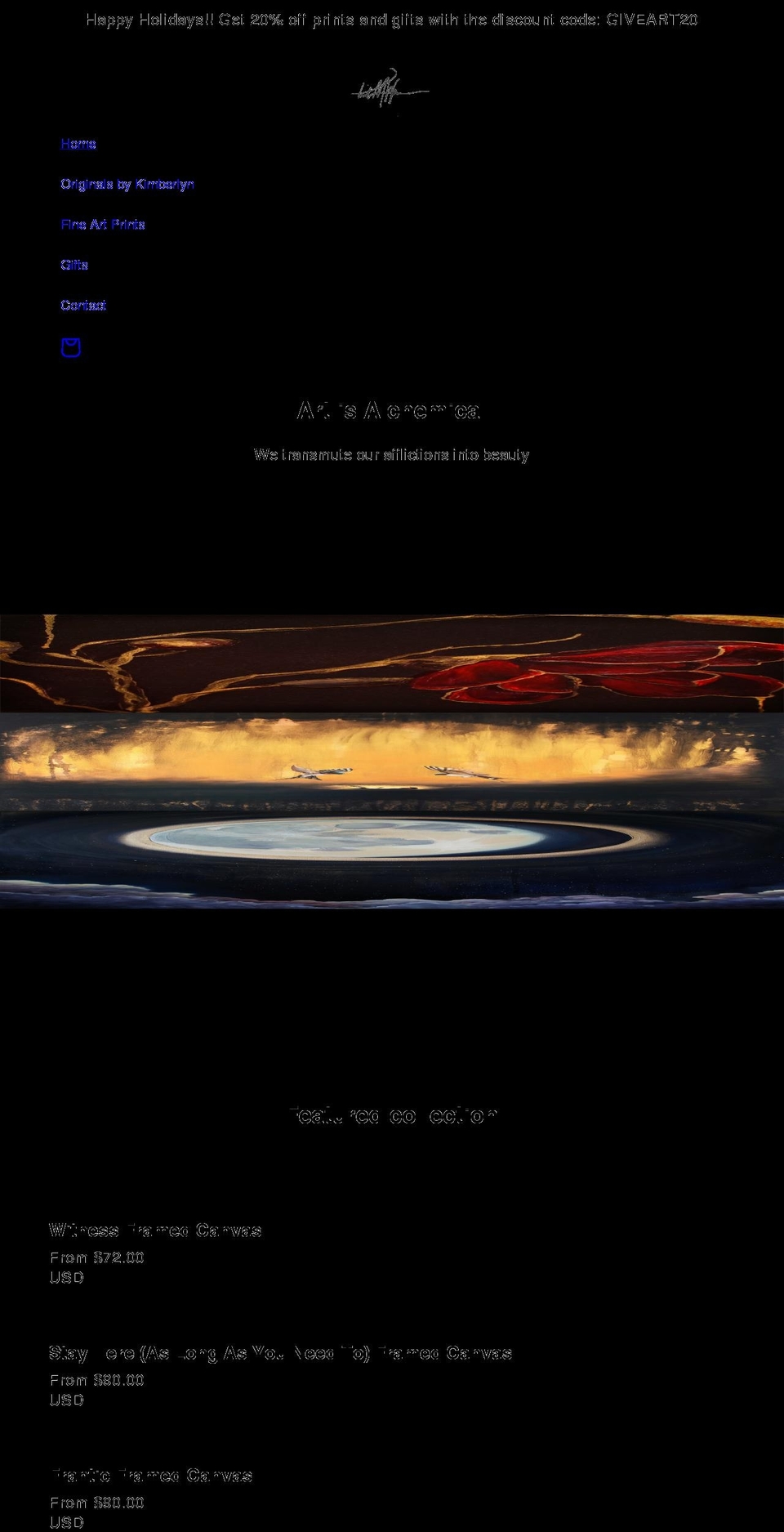 artbykimberlyn.com — Shopify storefront screenshot