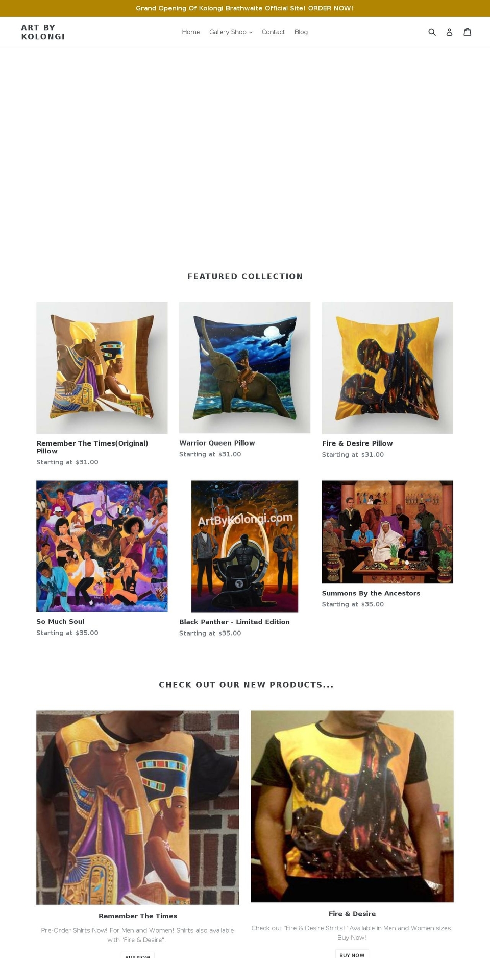 artbykolongi.com — Shopify storefront screenshot