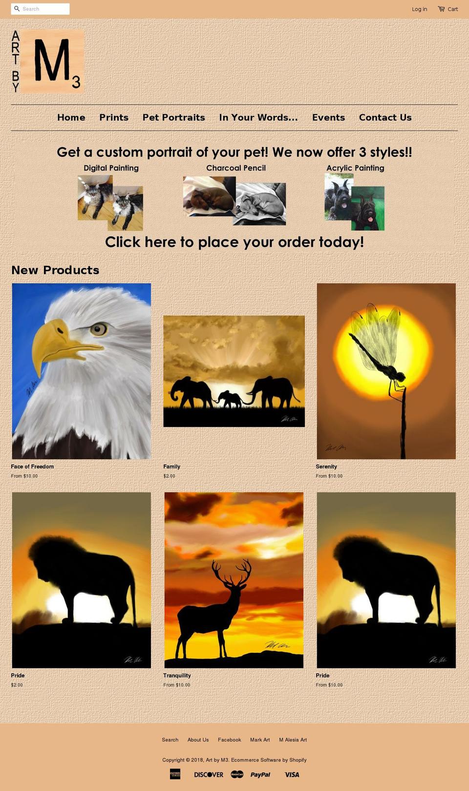 artbym3.biz shopify website screenshot