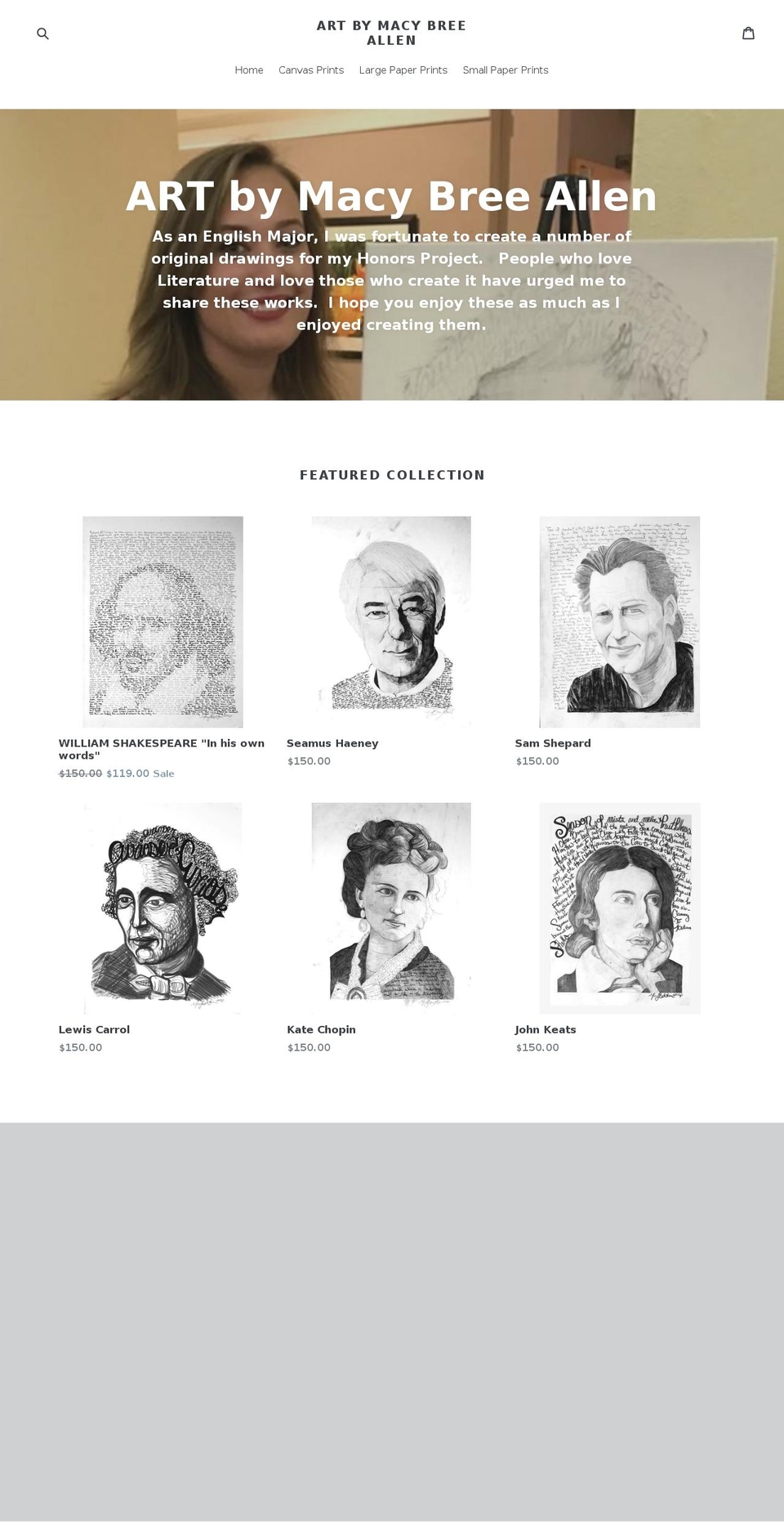artbymacybreeallen.com — Shopify storefront screenshot