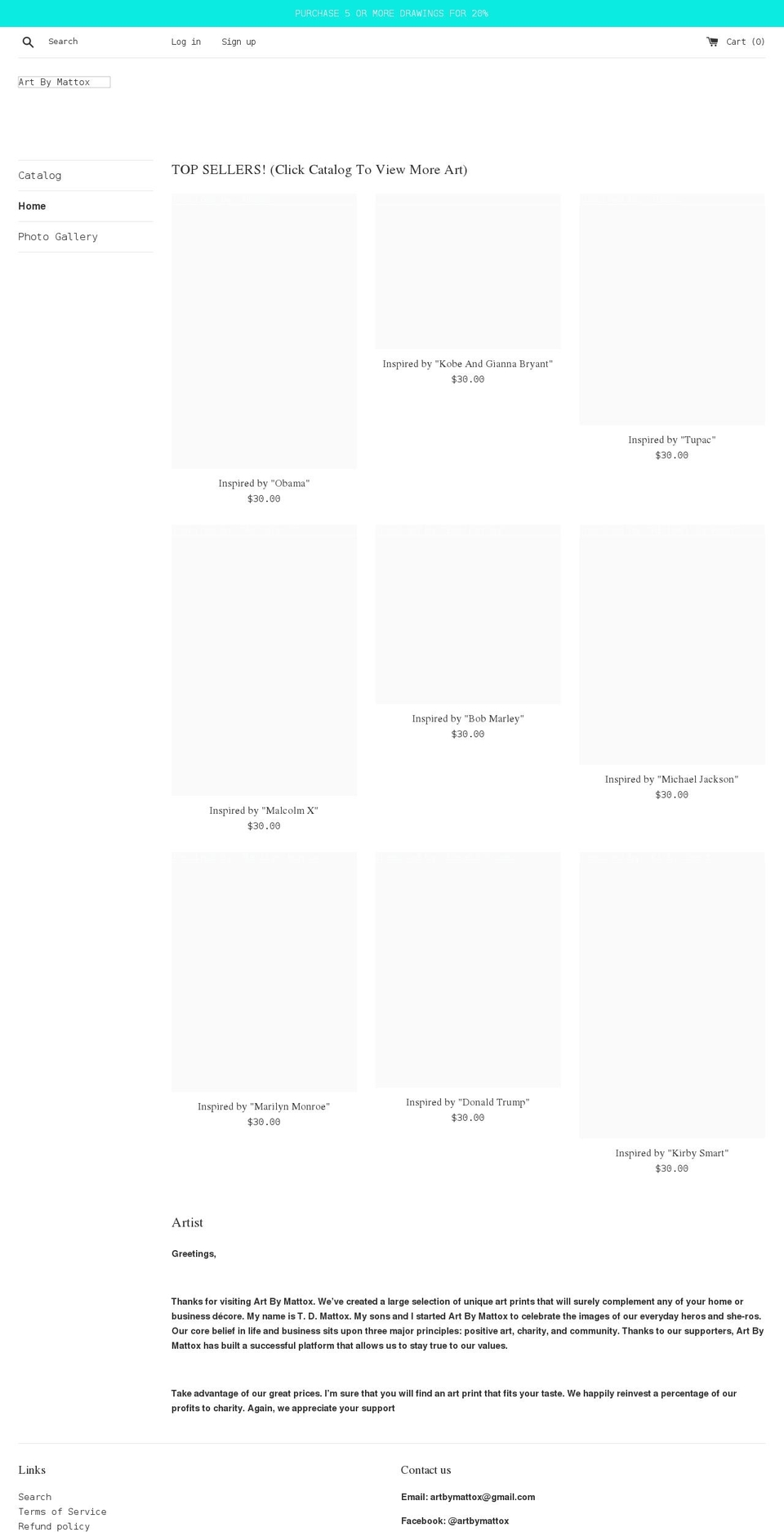 artbymattox.com shopify website screenshot