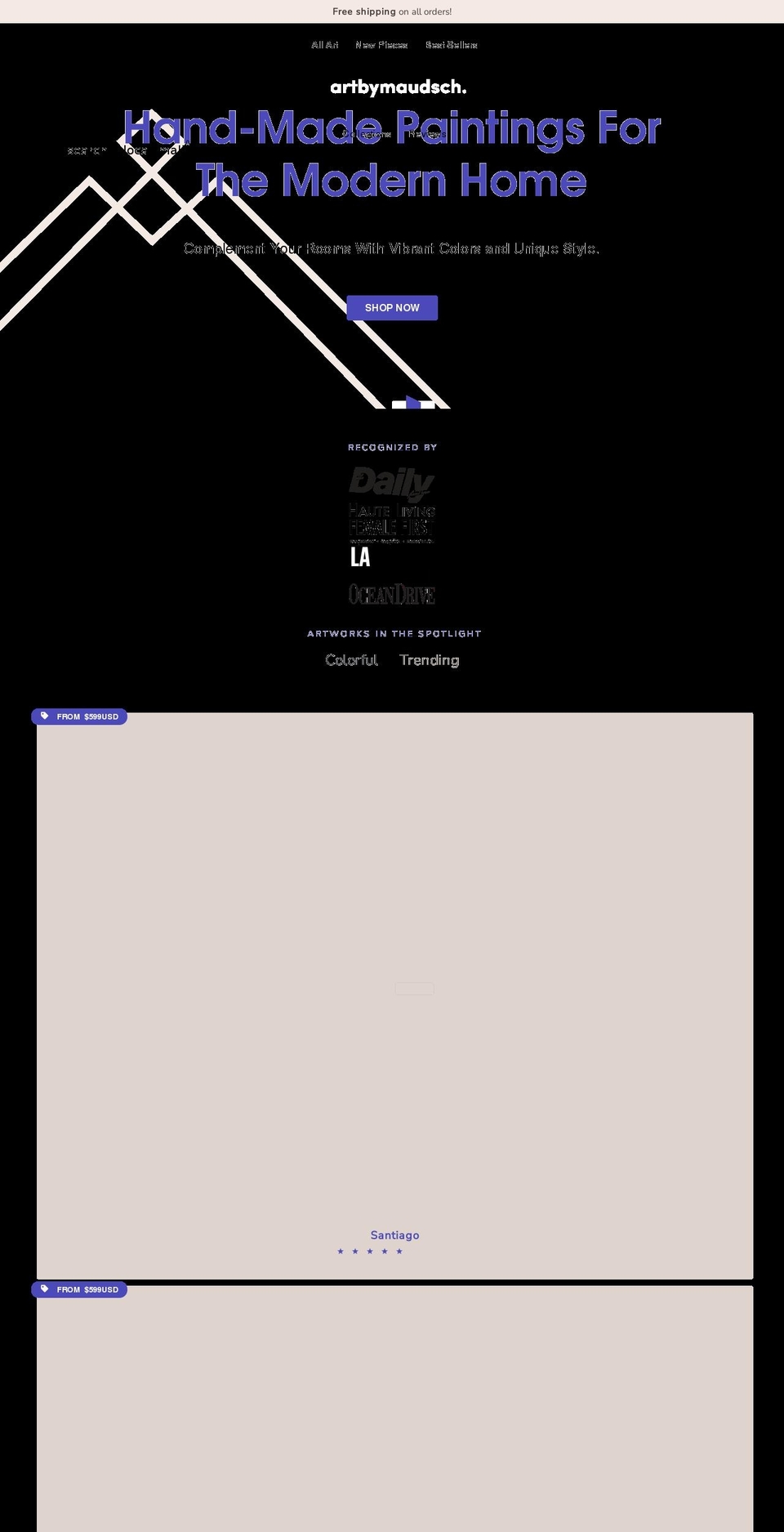 artbymaudsch.com shopify website screenshot