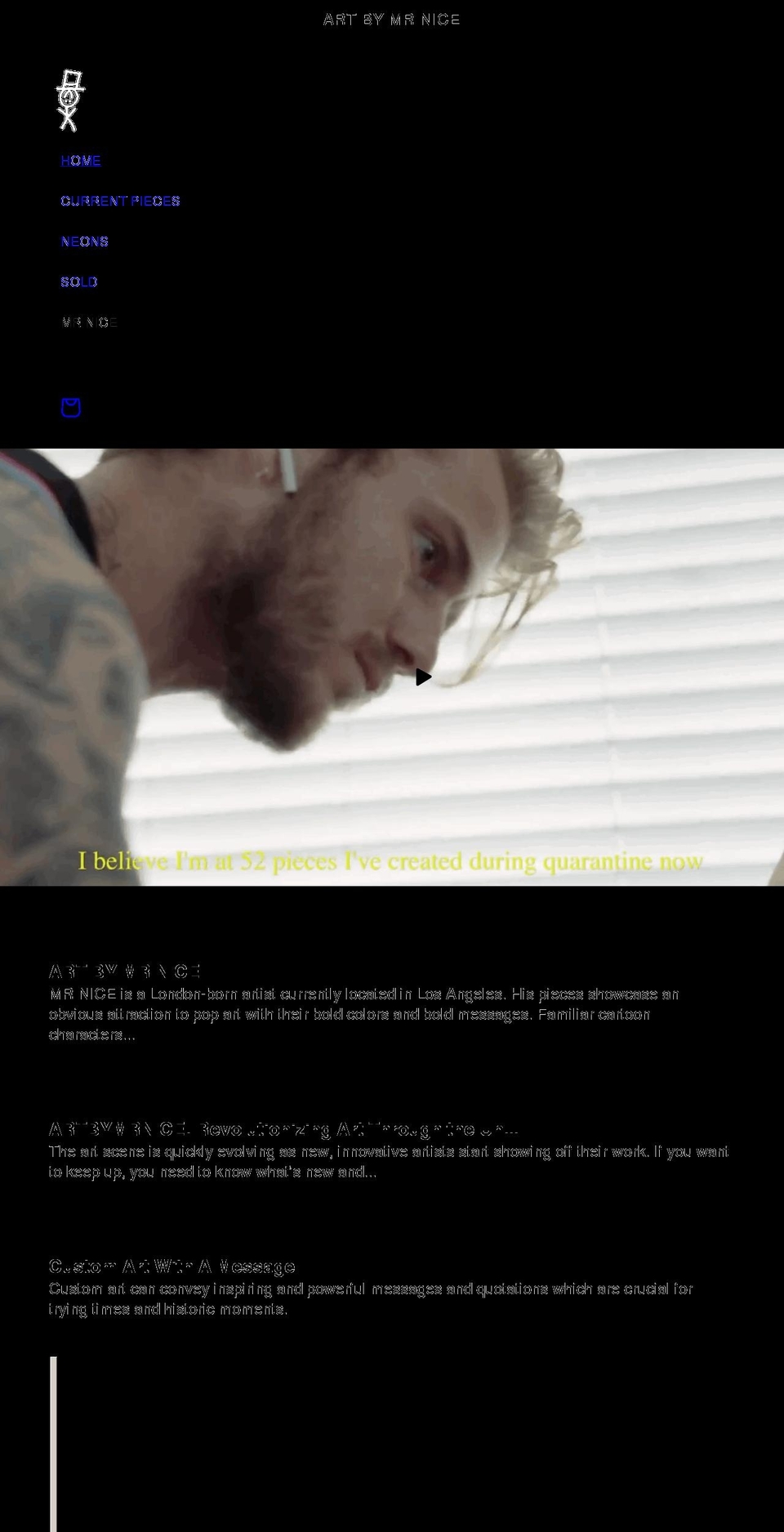 artbymrnice.com — Shopify storefront screenshot