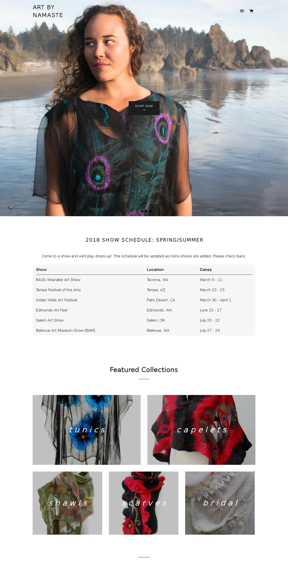 artbynamaste.com — Shopify storefront screenshot