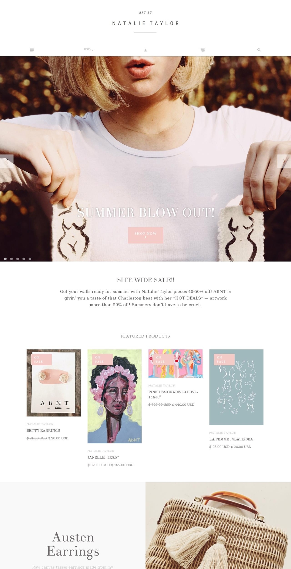artbynatalietaylor.com — Shopify storefront screenshot