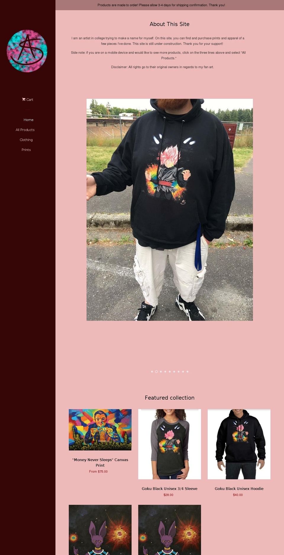 artbynissa.com — Shopify storefront screenshot