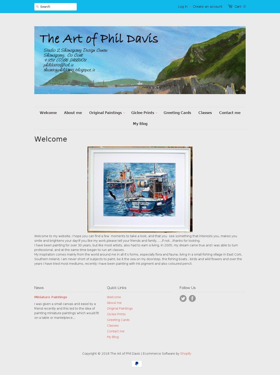 artbyphildavis.com — Shopify storefront screenshot