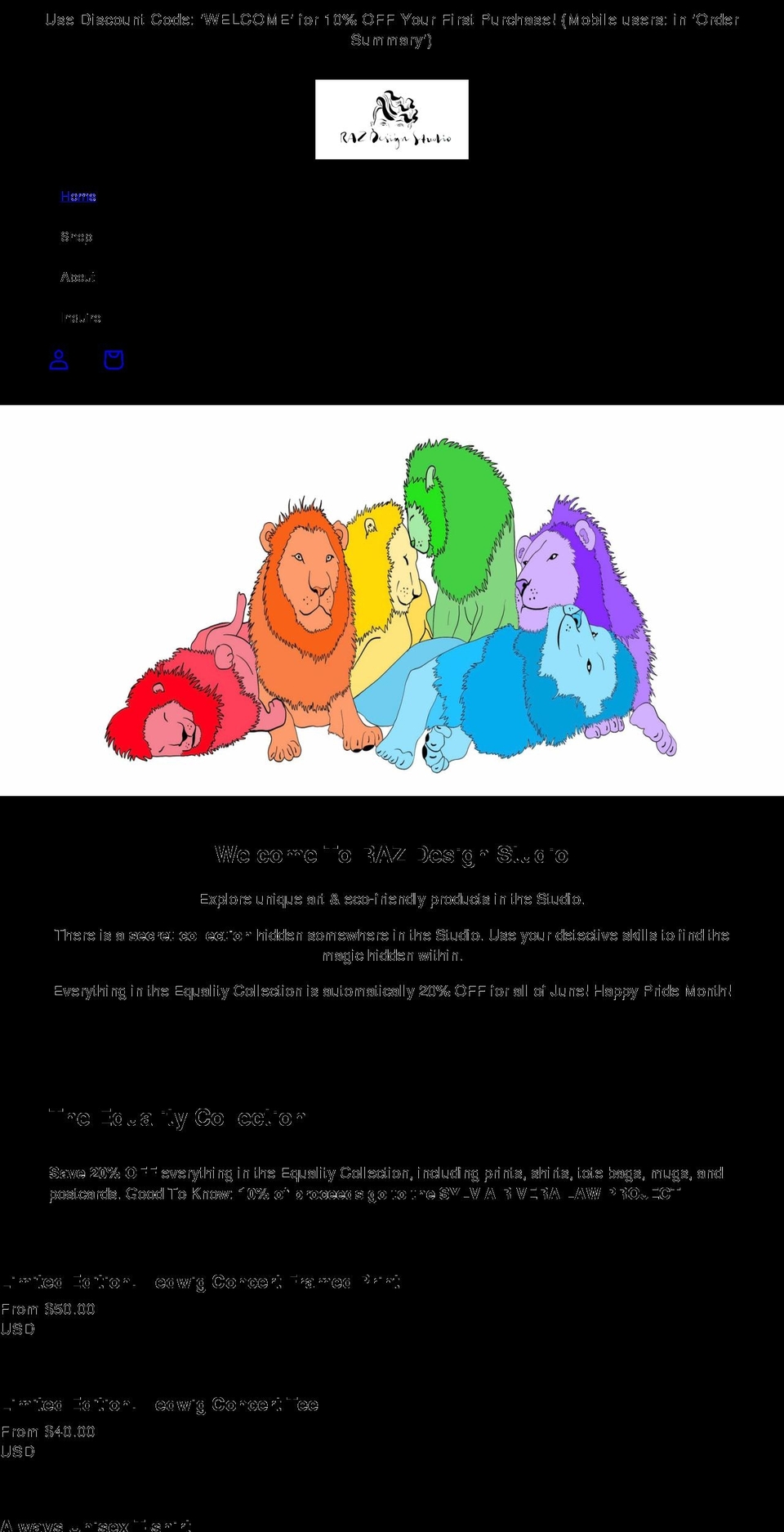 artbyraz.com shopify website screenshot