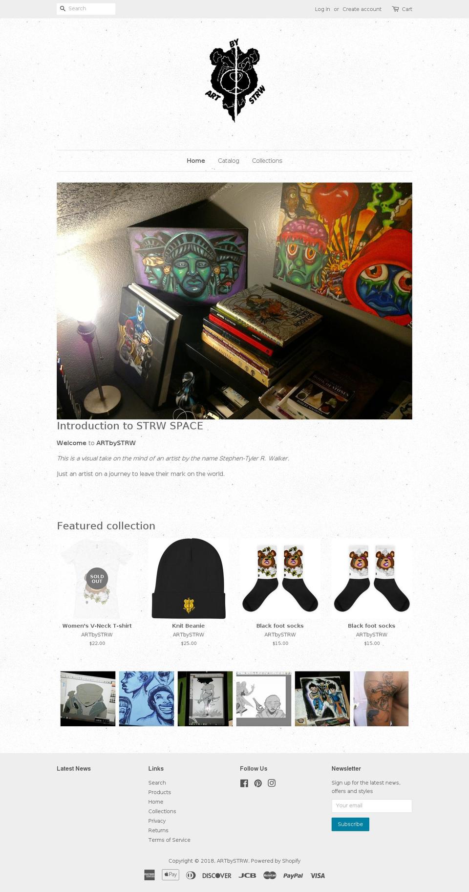 artbystrw.biz shopify website screenshot