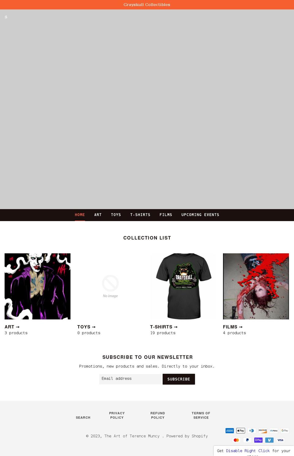 artbyterencemuncy.com shopify website screenshot