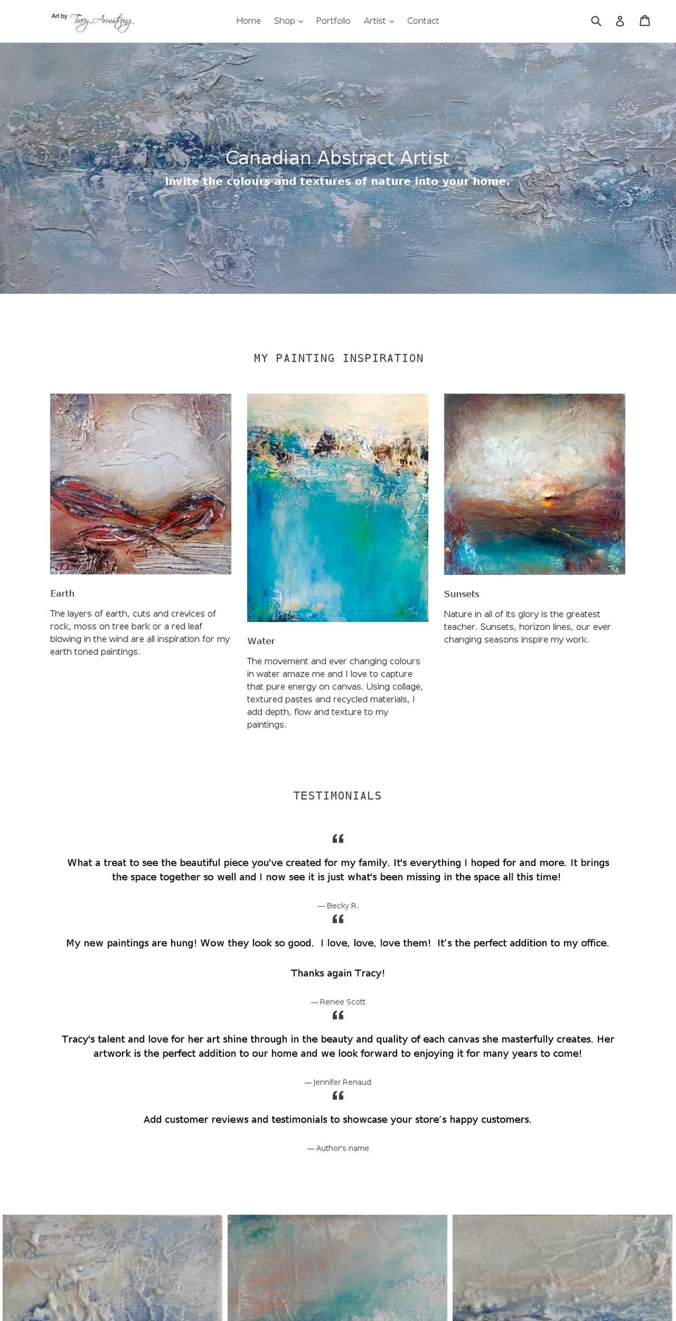 artbytracyarmstrong.com shopify website screenshot