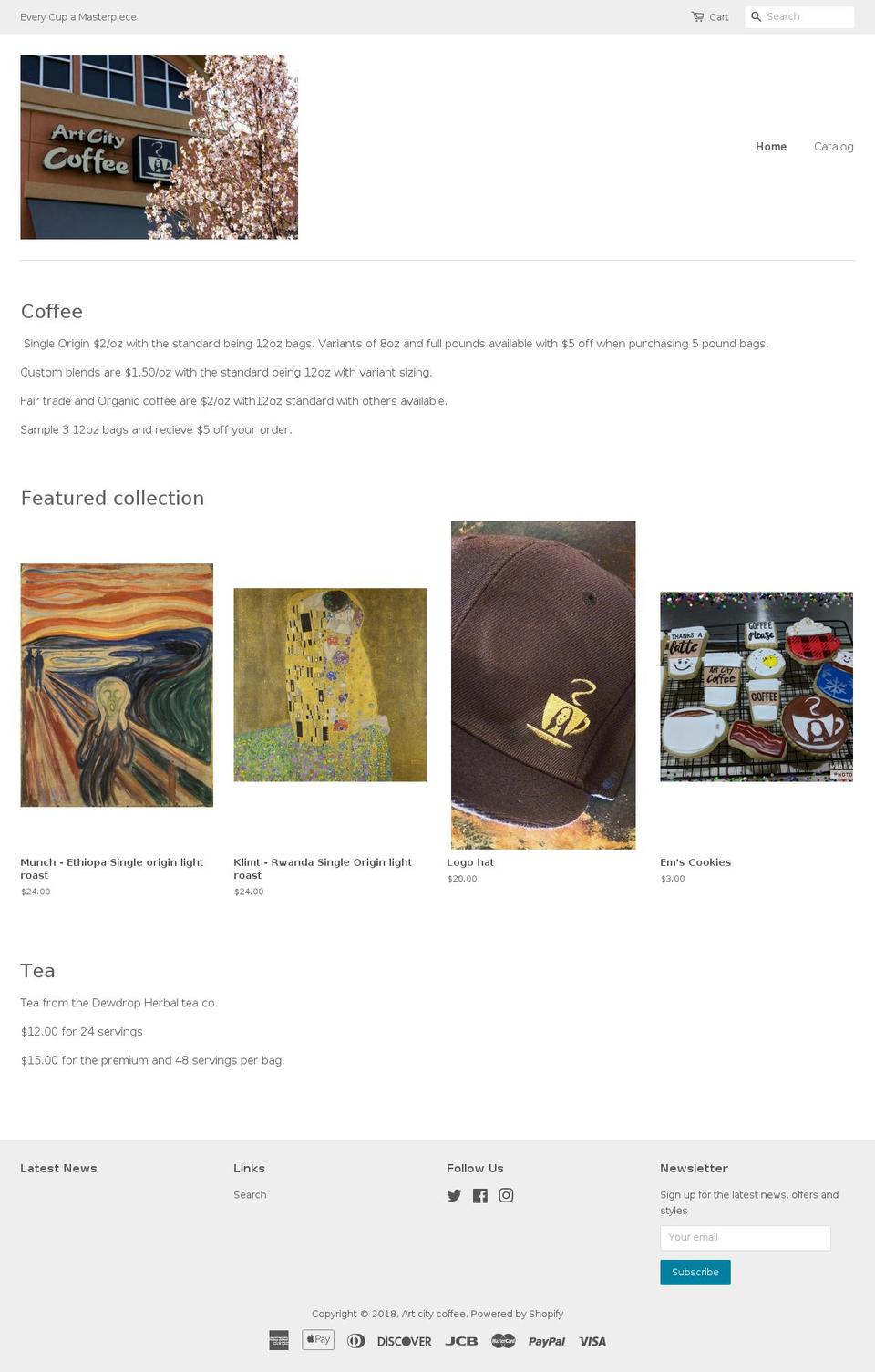artcitycoffee.com shopify website screenshot