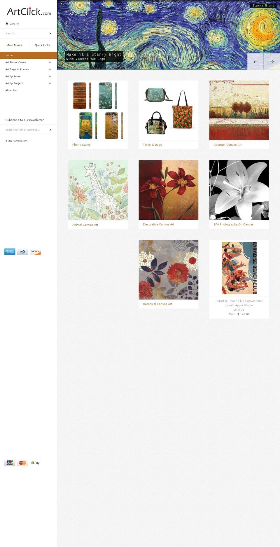 artclick.com shopify website screenshot