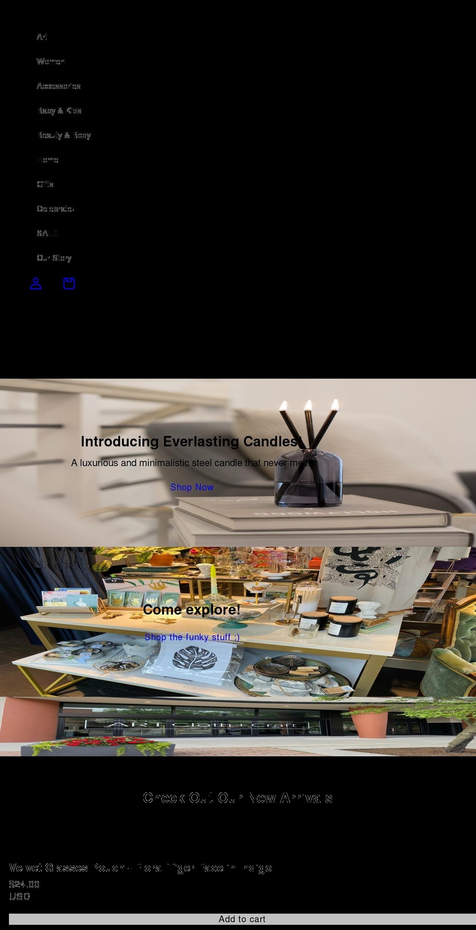 artclothandcraft.com shopify website screenshot