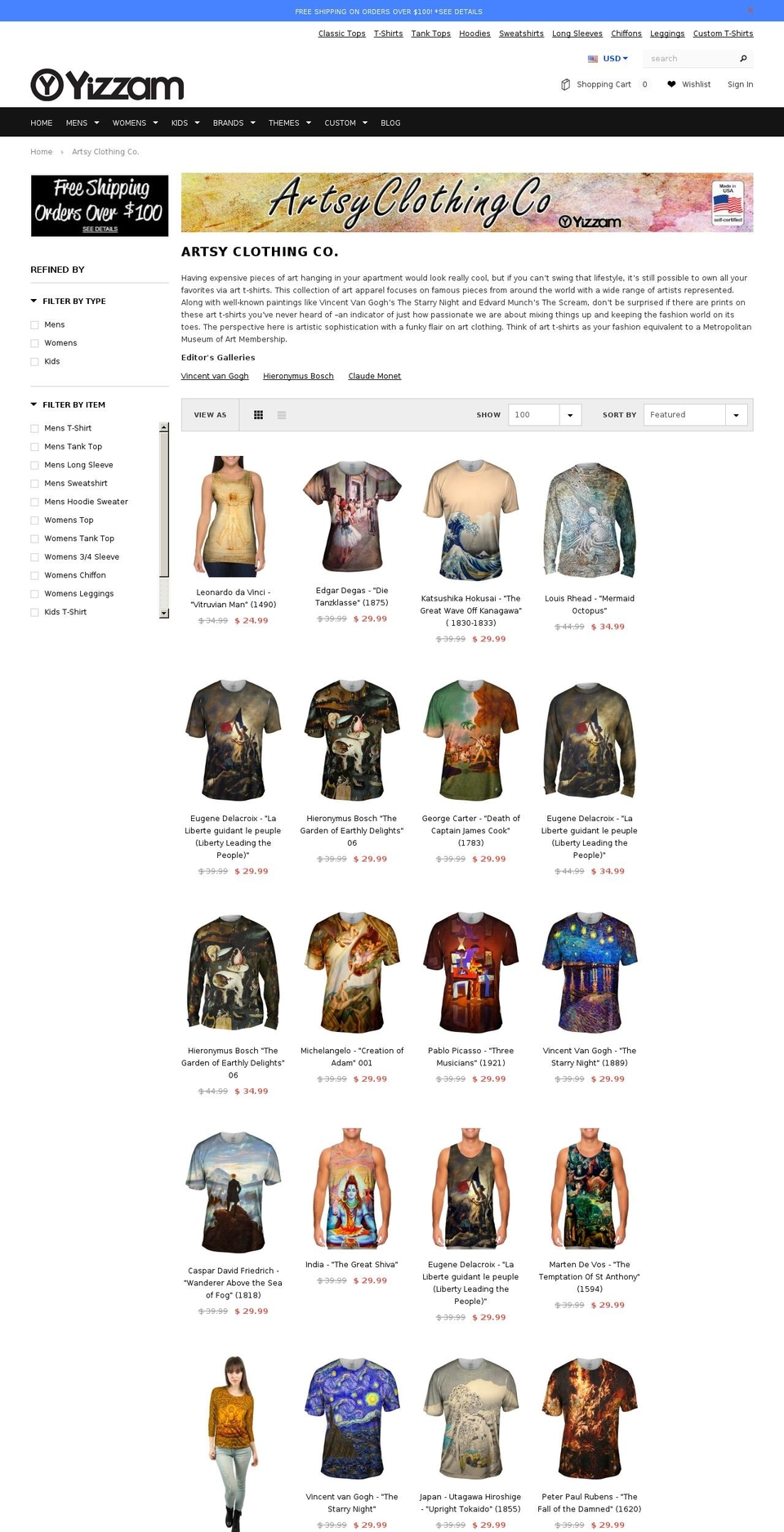 artclothingco.com shopify website screenshot