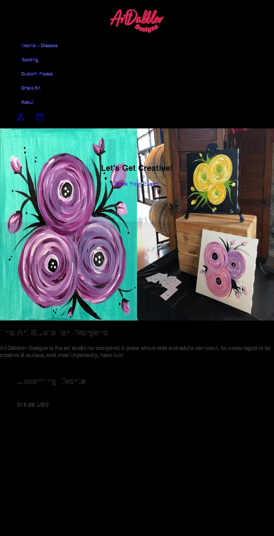 artdabblerdesigns.com shopify website screenshot