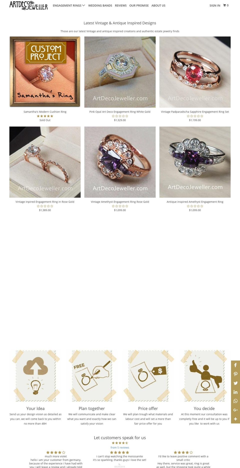 artdecojeweller.com — Shopify storefront screenshot