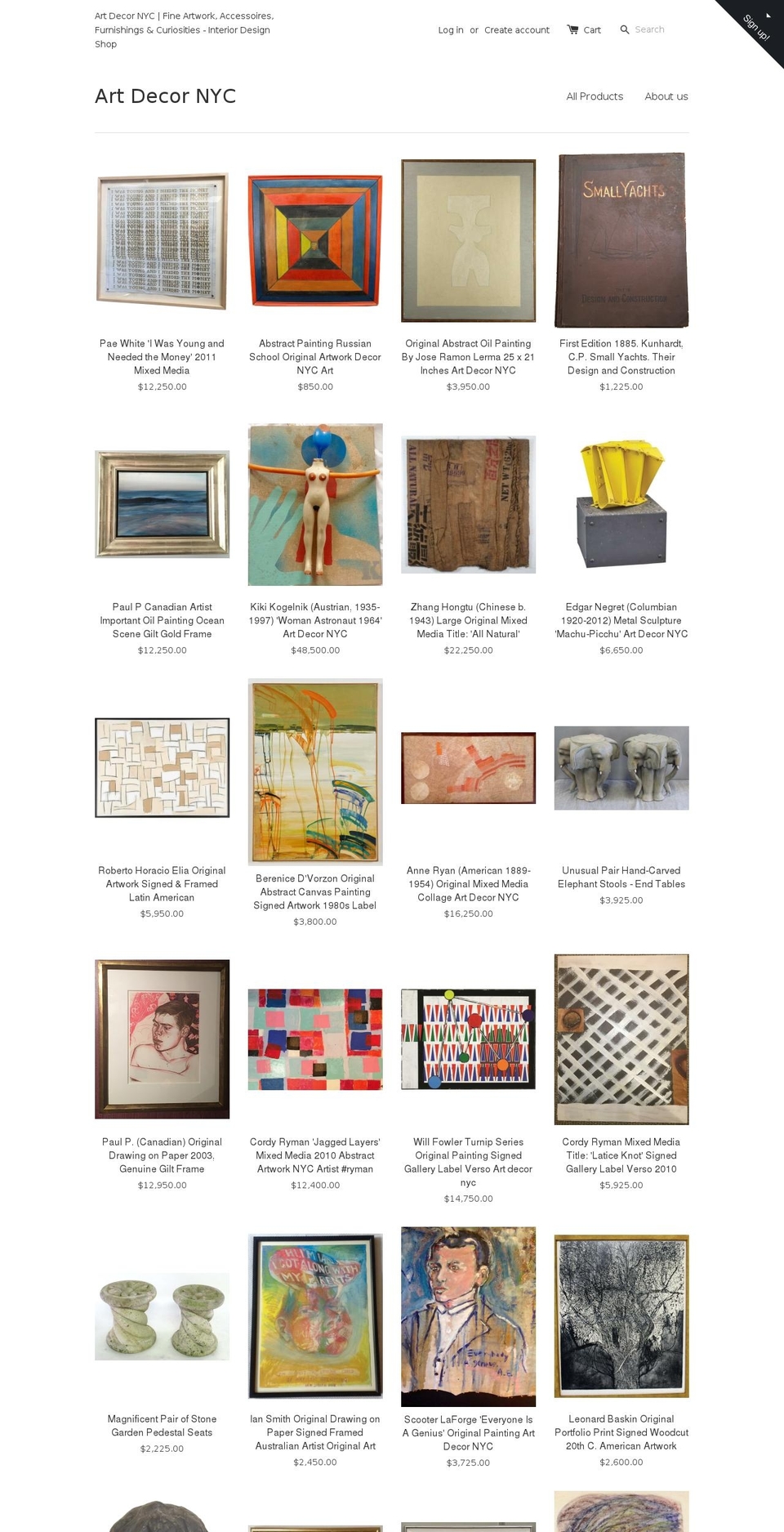 artdecornyc.com shopify website screenshot