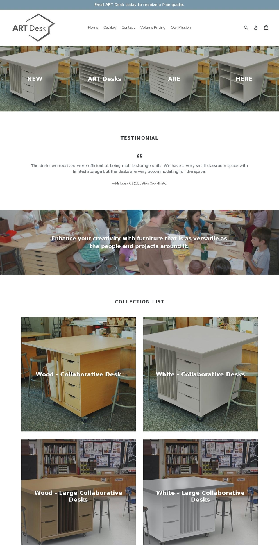 artdeskfurniture.com — Shopify storefront screenshot