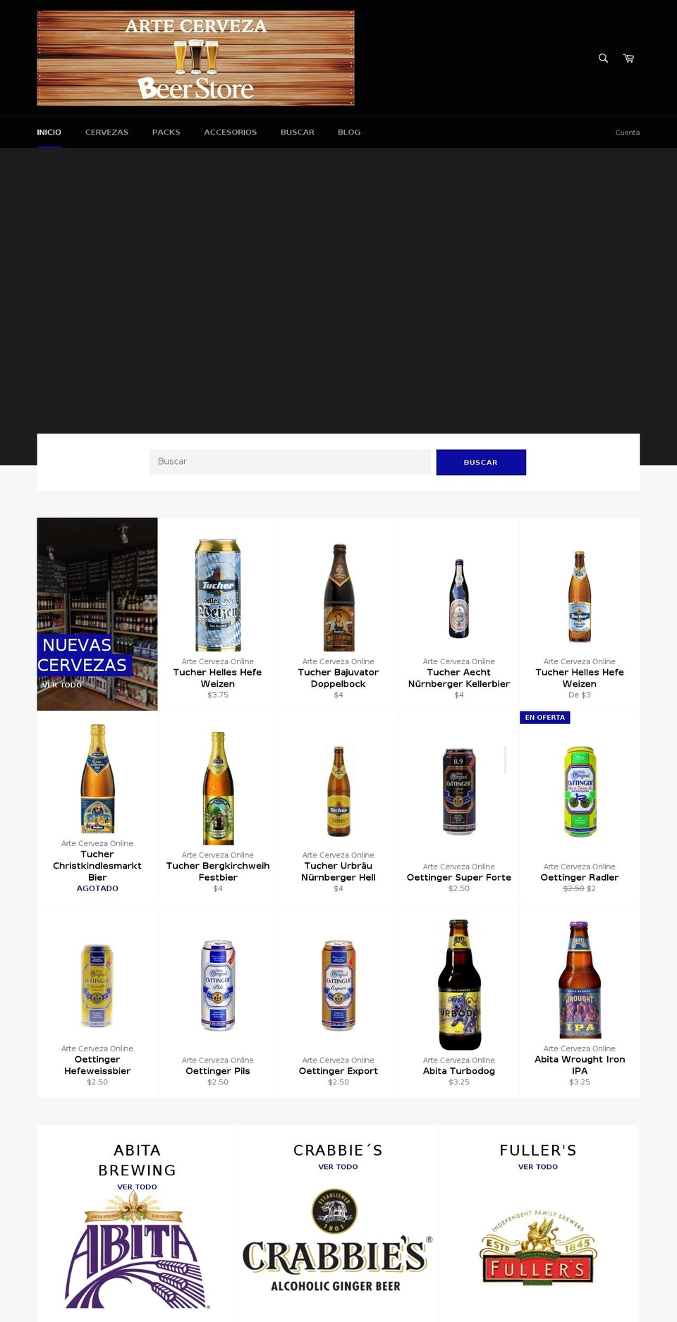 artecerveza.net shopify website screenshot