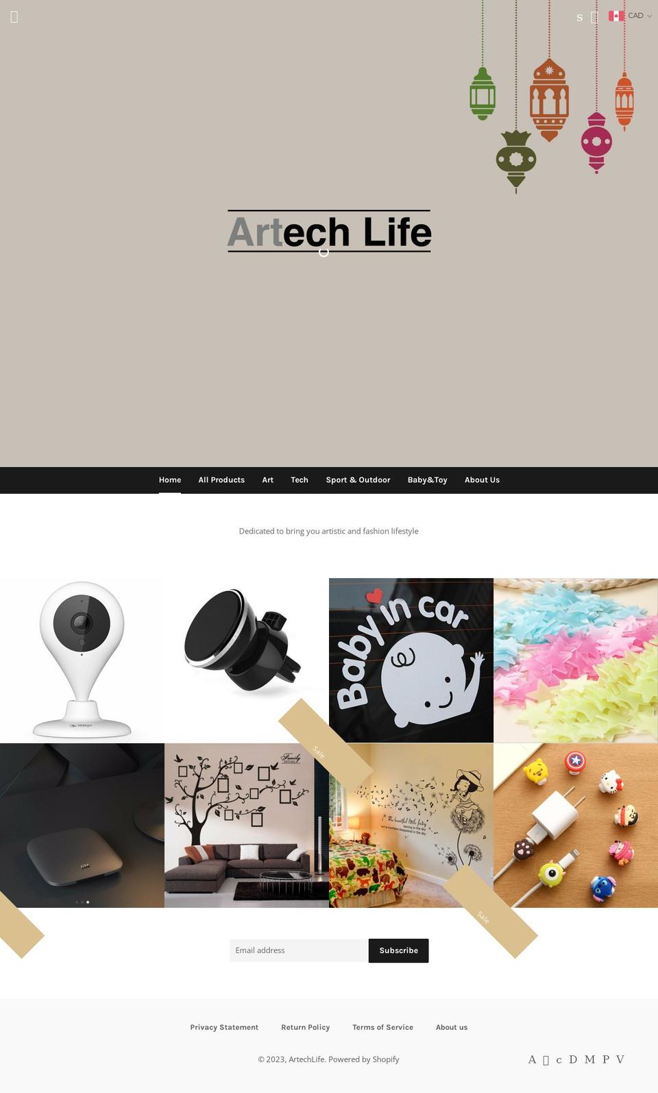 artechlife.com shopify website screenshot