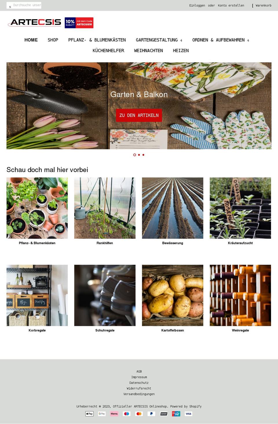 artecsis.de shopify website screenshot