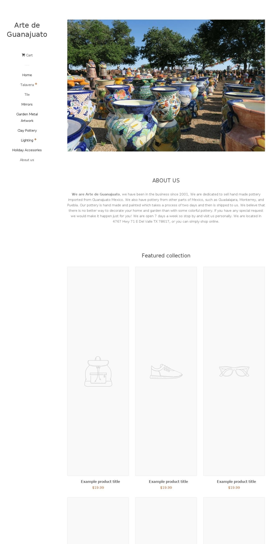 artedeguanajuato.com — Shopify storefront screenshot